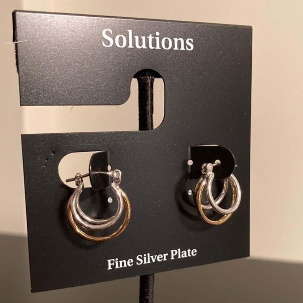 Solutions Two-Tone Silver and Gold Hoop Earrings